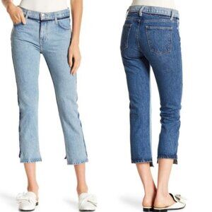 NWT Current/Elliott The High Waist Somera Two Tone Straight Jeans, Size 26